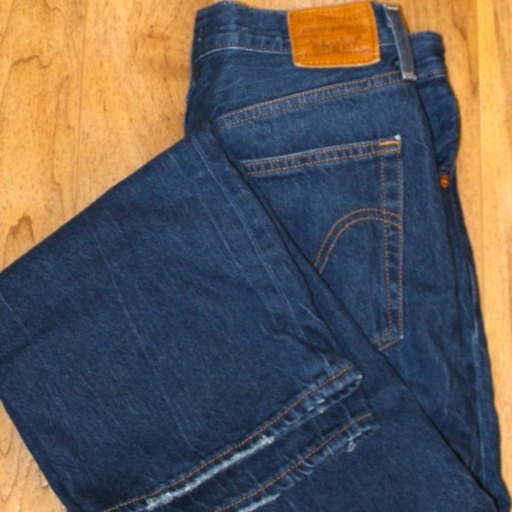 Levi Ribcage Straight Jeans Womens 30 Dark Wash Excellent High Rise Denim